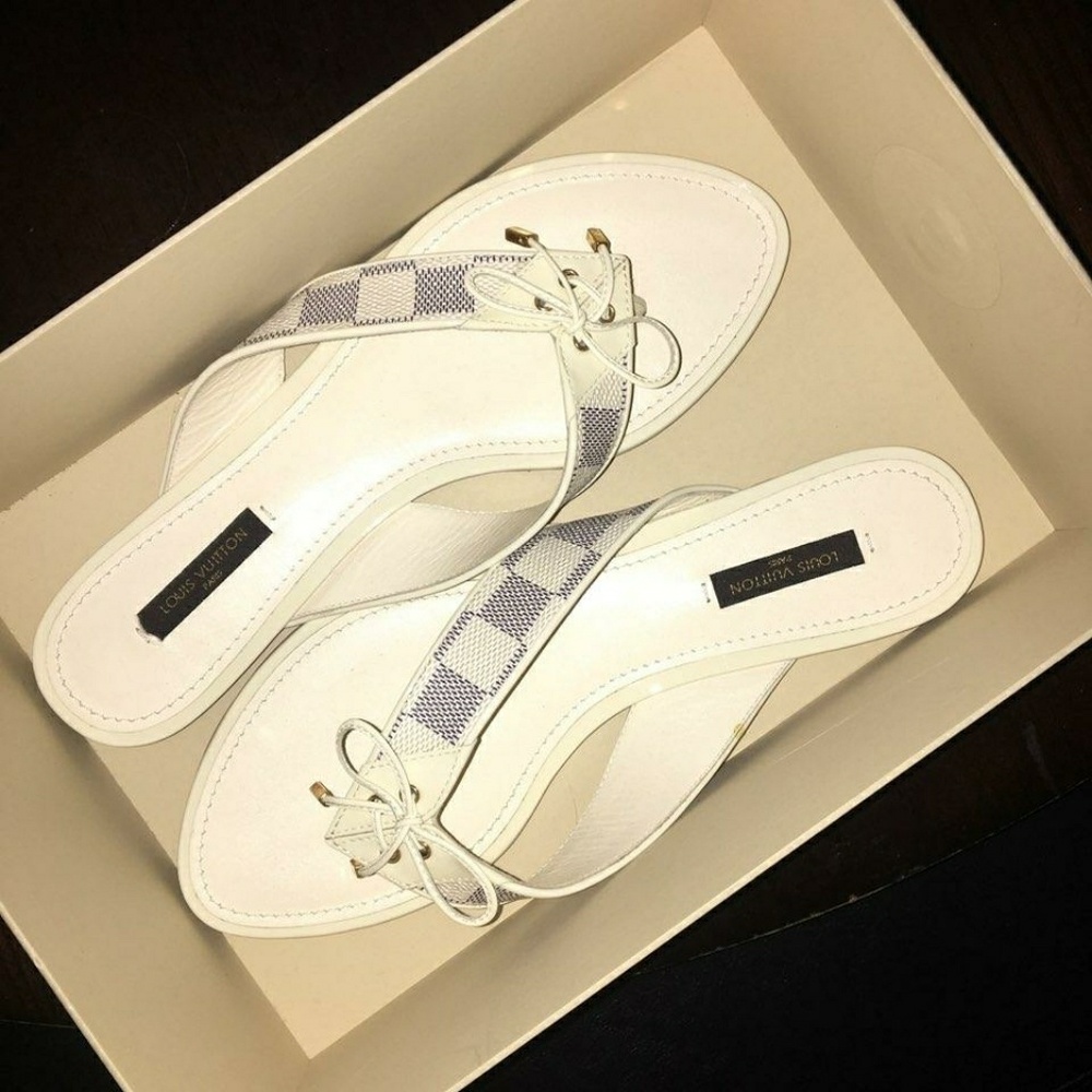 Louis Vuitton White Damier Azur Sandal